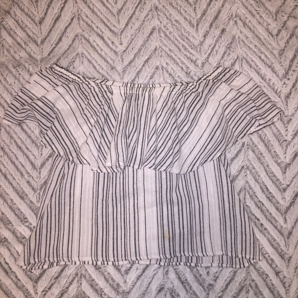 Cute Off-the-Shoulder Striped Blouse